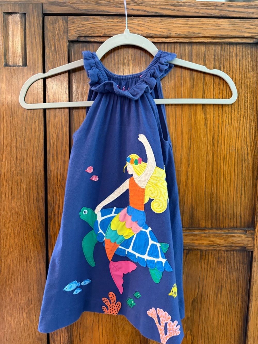 Mini Boden Navy Girls Sea Turtle Applique Dress